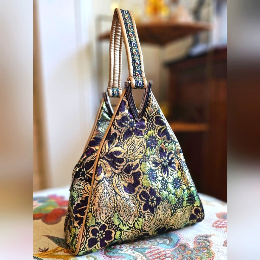 Brocade triangle purse.